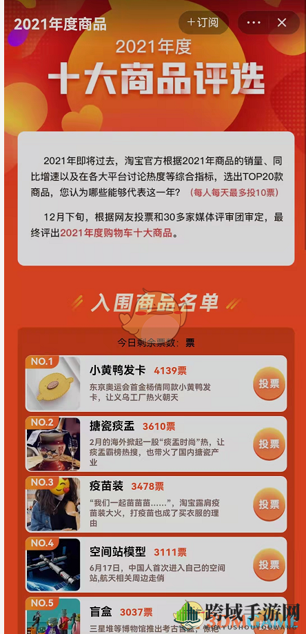 2021《淘宝》十大年度商品投票入口