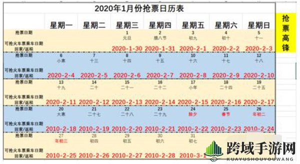 2020春运火车票预售抢票时间表